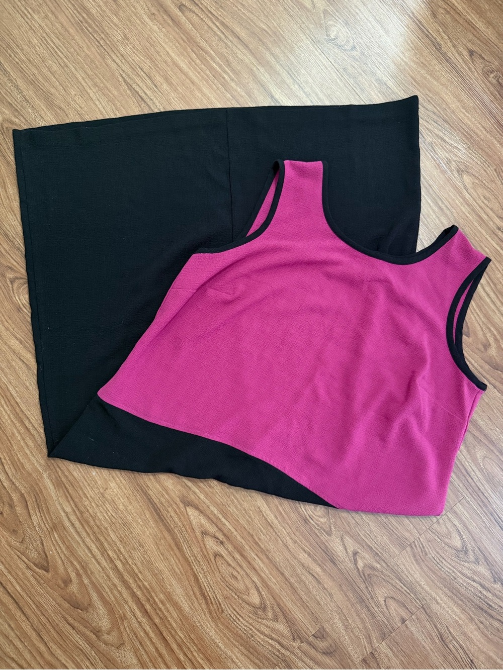 Magenta and Black Sleeveless Layered Top